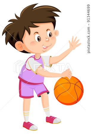 A boy playing basketball cartoon A boy playing basketball cartoon 91344699