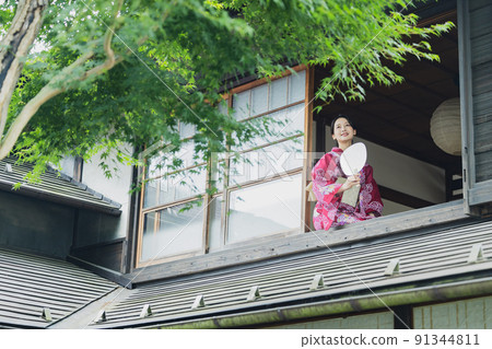 Windowside yukata woman Windowside yukata woman 91344811