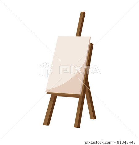 Empty canvas on wooden easel. Wooden brown Stock Illustration