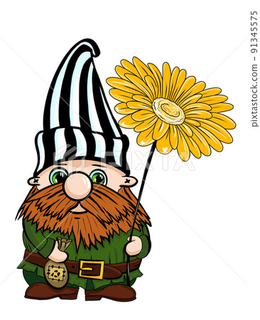 Garden hand drawn gnomes isolated on white background 91345575