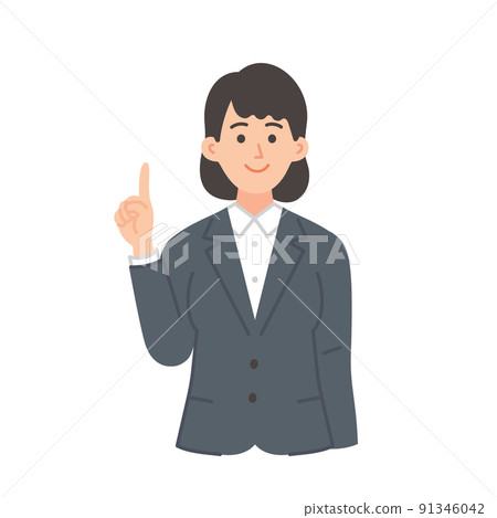Illustration of a young female businessman pointing 91346042