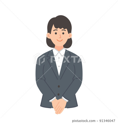 Illustration of a young female businessman with her hands in front 91346047