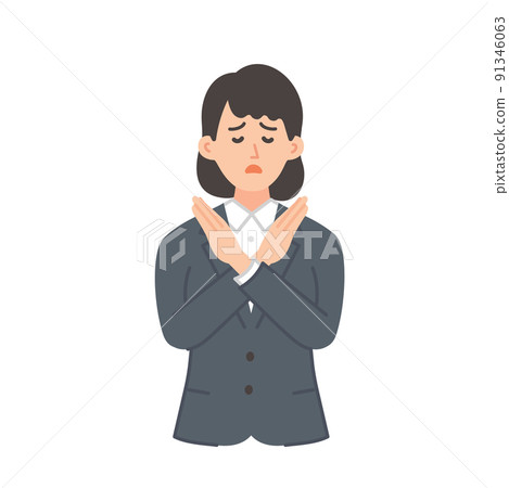 一個年輕的女商人給十字架的插圖 91346063