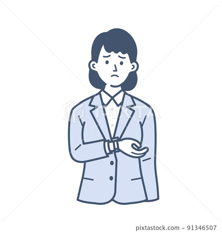 Illustration of a young female businessman checking the clock Illustration of a young female businessman checking the clock 91346507