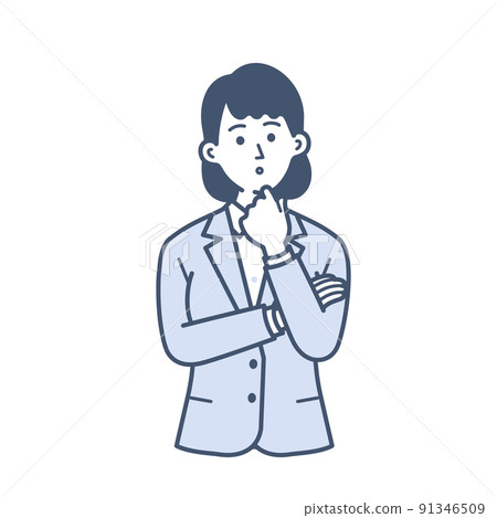 雙臂交叉的年輕女商人的插圖 雙臂交叉的年輕女商人的插圖 91346509