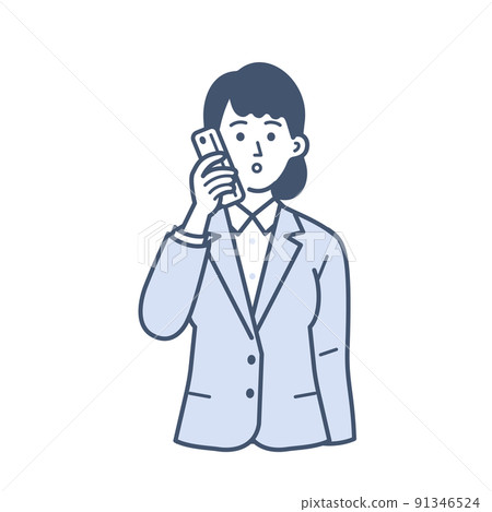 Illustration of a young female businessman making a phone call 91346524