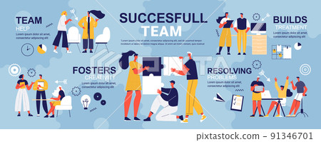 Successful Team Doodle Infographics Successful Team Doodle Infographics 91346701