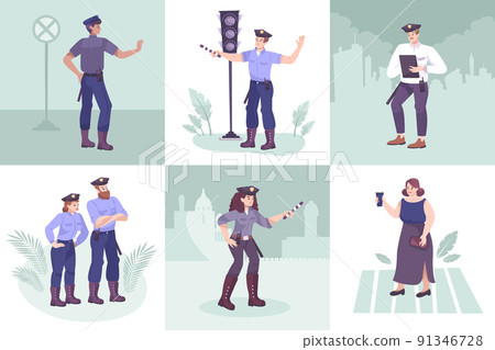 Traffic Police Square Set Traffic Police Square Set 91346728