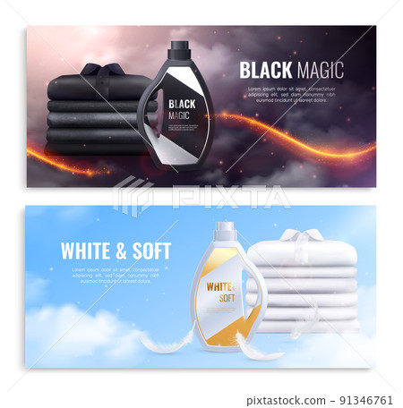 Washing Clothes Realistic Banners Washing Clothes Realistic Banners 91346761