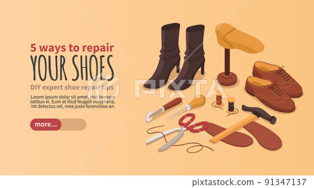 Shoes Repair Manufacturing Banner 91347137