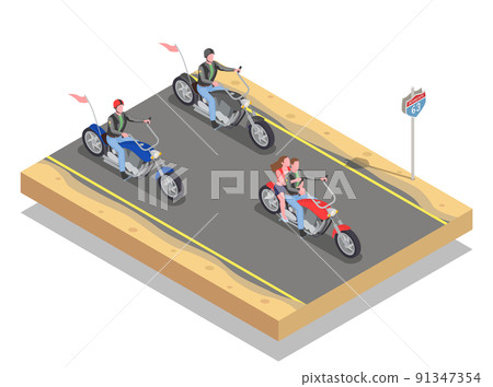 Bikers Isometric Composition Bikers Isometric Composition 91347354