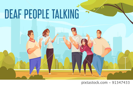 Deaf People Talking Background 91347433