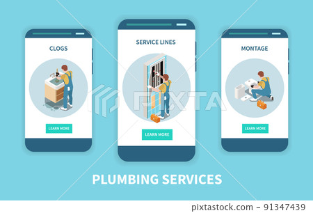 Plumber Isometric Banner Set 91347439