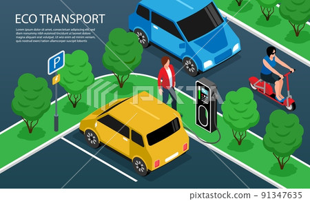 Eco Transport Horizontal Illustration 91347635