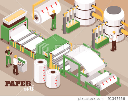 Paper Factory Isometric Composition Paper Factory Isometric Composition 91347636