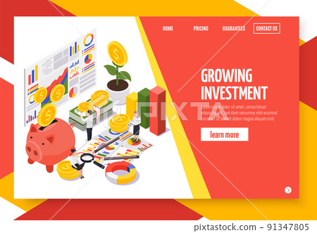 Wealth Management Isometric Banner Wealth Management Isometric Banner 91347805