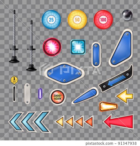 Pinball Realistic Set Transparent 91347938