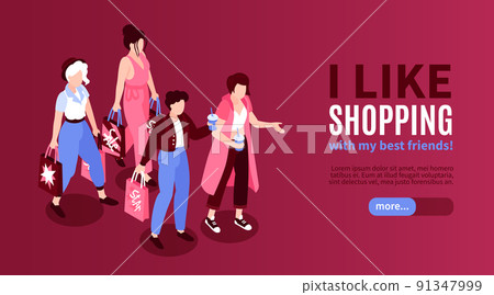 Ladies Shopping Horizontal Banner 91347999