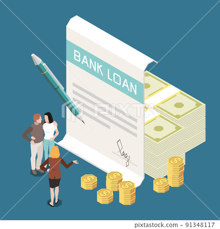 Bank Loan Isometric Composition 91348117