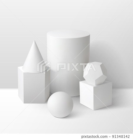 Basic 3d Shapes Monochrome Composition Basic 3d Shapes Monochrome Composition 91348142