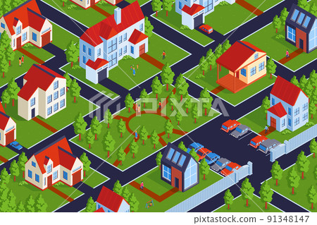 Residential District Isometric Composition 91348147