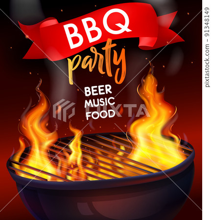 Realistic Fire Flame Bbq Grill Composition Realistic Fire Flame Bbq Grill Composition 91348149