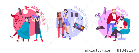 Beauty Salon Flat Compositions 91348157