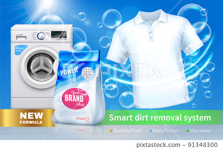 Laundry Detergent Horizontal Colored And Realistic Composition 91348300