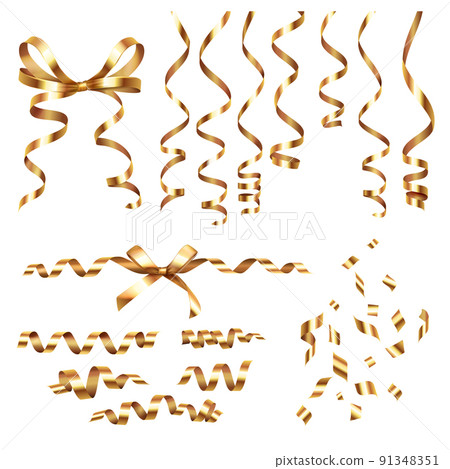 Golden Curly Ribbons Set 91348351