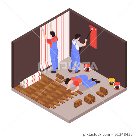 Repair Renovation Isometric Composition 91348433