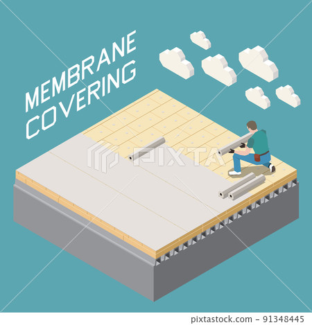 Roofer Isometric Composition 91348445