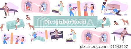 House Neighbors Pattern 91348497
