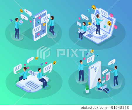 Chatting People Isometric Concept Chatting People Isometric Concept 91348528