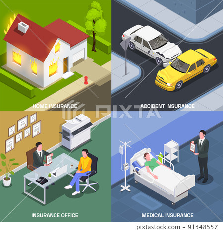 Insurance Isometric Design Concept - Stock Illustration [91348557] - PIXTA