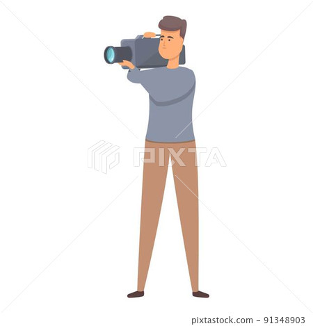 Tv cameraman icon cartoon vector. Media camera. Video press 91348903