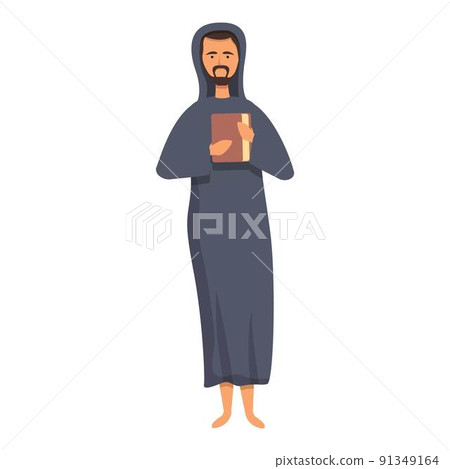 Monk man icon cartoon vector. Priest meditation. Image give 91349164
