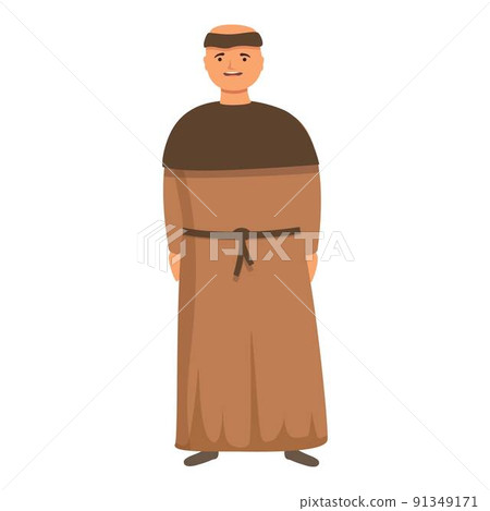 Medieval monk icon cartoon vector. Priest meditation. Christian sitting 91349171