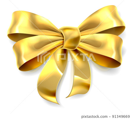 Gold Gift Golden Ribbon Present Bow Gold Gift Golden Ribbon Present Bow 91349669