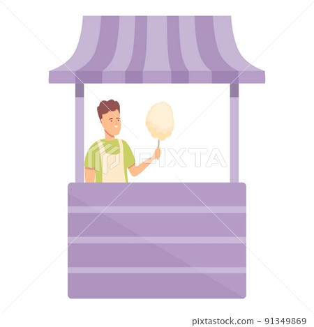 Purple candy cart icon cartoon vector. Street vendor. Store fair Purple candy cart icon cartoon vector. Street vendor. Store fair 91349869