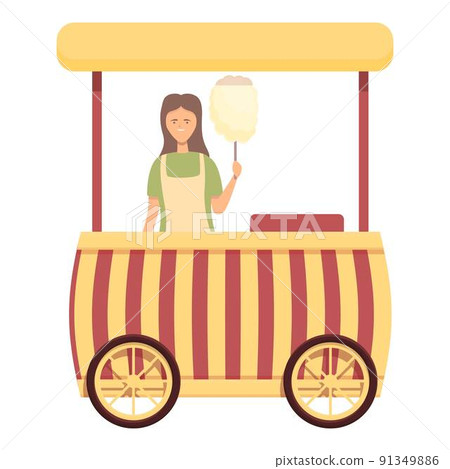 Striped cart icon cartoon vector. Street machine. Food shop 91349886
