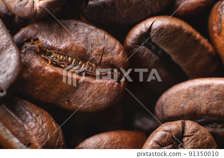 Close-up Coffee roasted beans. Extreme macro coffee background Close-up Coffee roasted beans. Extreme macro coffee background 91350010