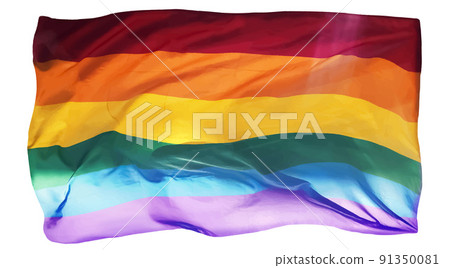 Waving rainbow flag of LGBT. Gay, Lesbian, Bisexual, Transgender and Queer pride symbol 91350081