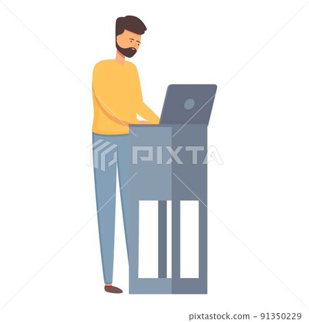 Laptop system administrator icon cartoon vector. Computer server. Engineer network Laptop system administrator icon cartoon vector. Computer server. Engineer network 91350229