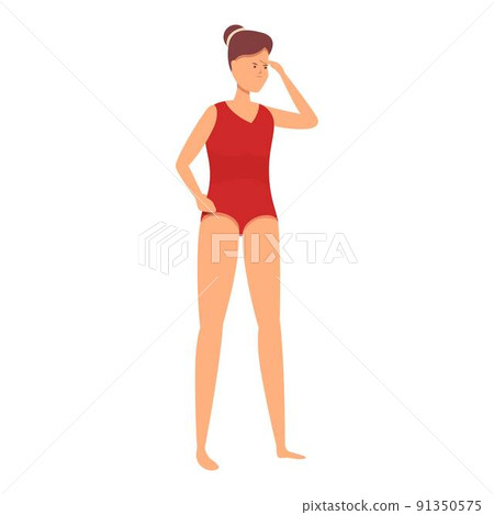 Woman lifeguard icon cartoon vector. Life guard. Water safety Woman lifeguard icon cartoon vector. Life guard. Water safety 91350575