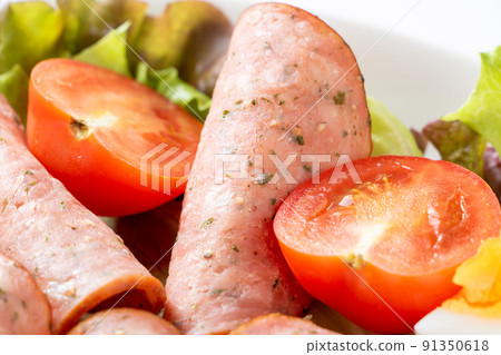 Bologna sausage salad up. 91350618