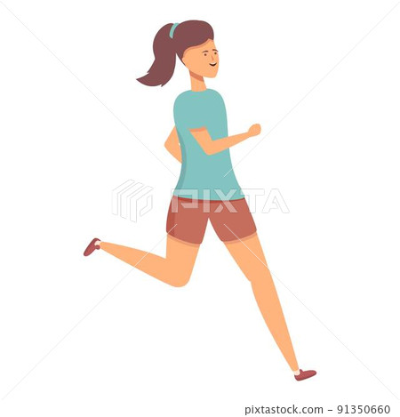 Running girl icon cartoon vector. Sport school. Happy child Running girl icon cartoon vector. Sport school. Happy child 91350660