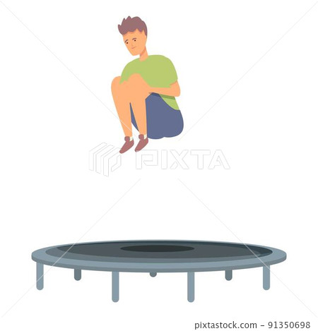 Boy jump trampoline icon cartoon vector. Kid education. Sport school 91350698