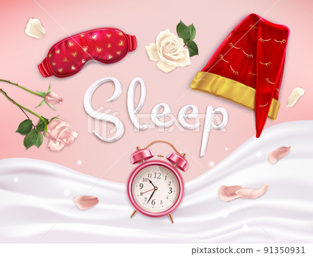 Realistic Sleeping Accessories Composition 91350931