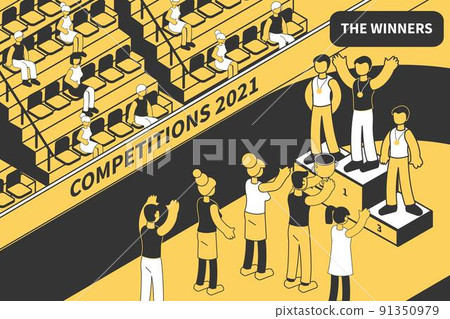 Winners Podium Isometric Composition Winners Podium Isometric Composition 91350979