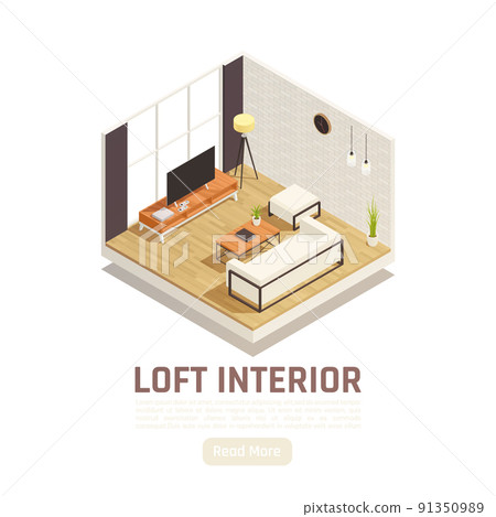 Loft Interior Isometric View Loft Interior Isometric View 91350989